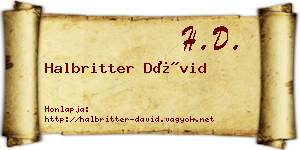 Halbritter Dávid névjegykártya